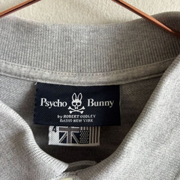 Psycho Bunny Mens Plain Collared Polo T Shirt Gray Size 4 - Picture 5 of 8